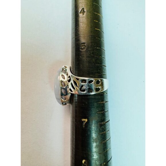 Brand New Sterling Silver 925 Marquise Cut Violet Lace Agate Ring Filigree Band - Picture 6 of 10